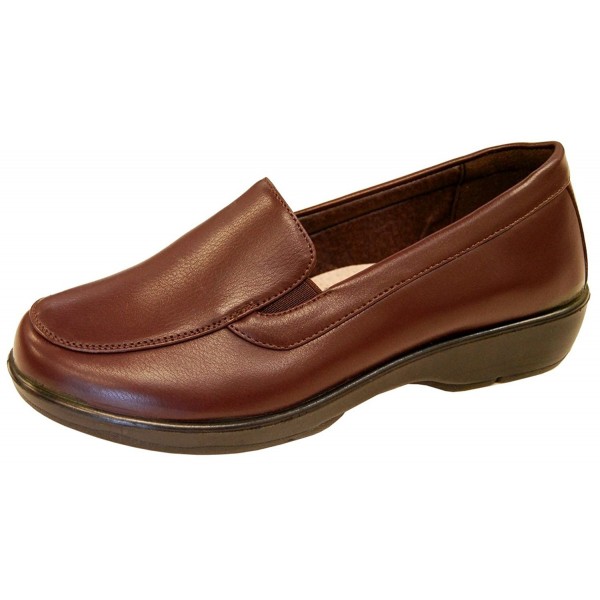 Women's Slip-On Stretch Driving Loafer Comfort Flat Shoe - Brown ...