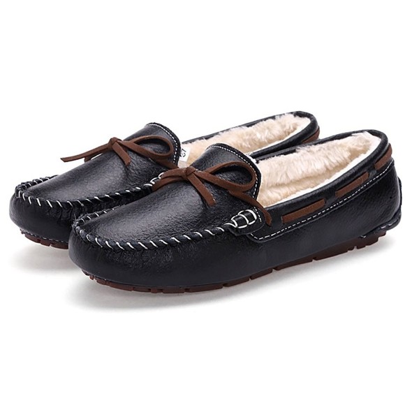 Womens Leather Loafer Shoes Slip On 