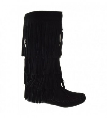 AXNY Womens Fringe Moccasin Mid Calf