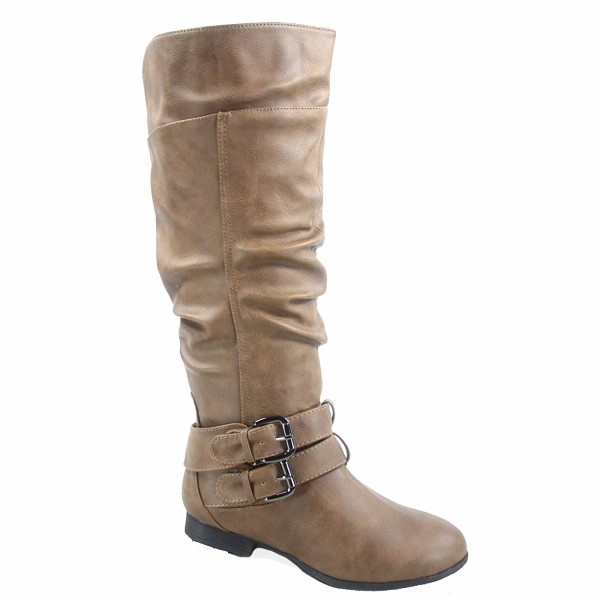 Coco-20 Women's Fashion Round Toe Low Heel Knee High Zipper Riding Boot ...