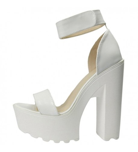 Women's Fashion Platform Lug Sole Chunky High Heel Sandals - White ...