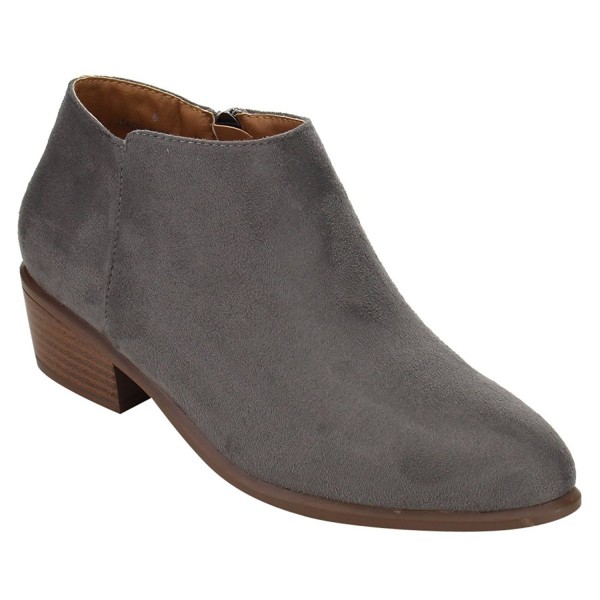 DE47 Women's Inside Zipper Stacked Heel Western Ankle Booties - Grey ...