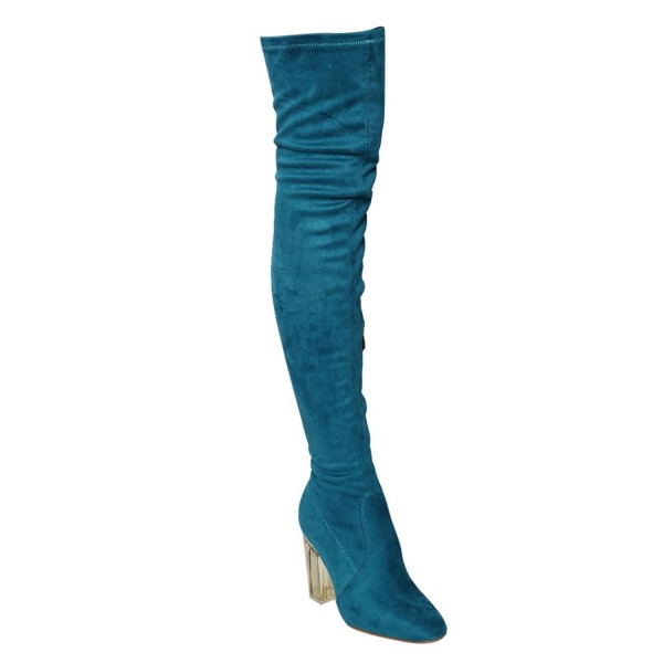 teal thigh high boots