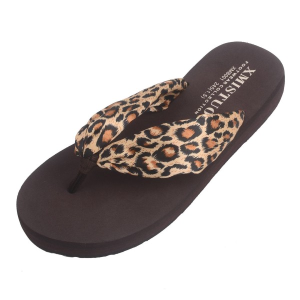 Flammi Bohemian Flip Flop Slippers Leopard