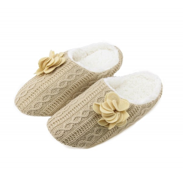 Womens Gridding Velvet Fleece Slippers