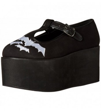 Demonia Womens Platform T Strap Canvas