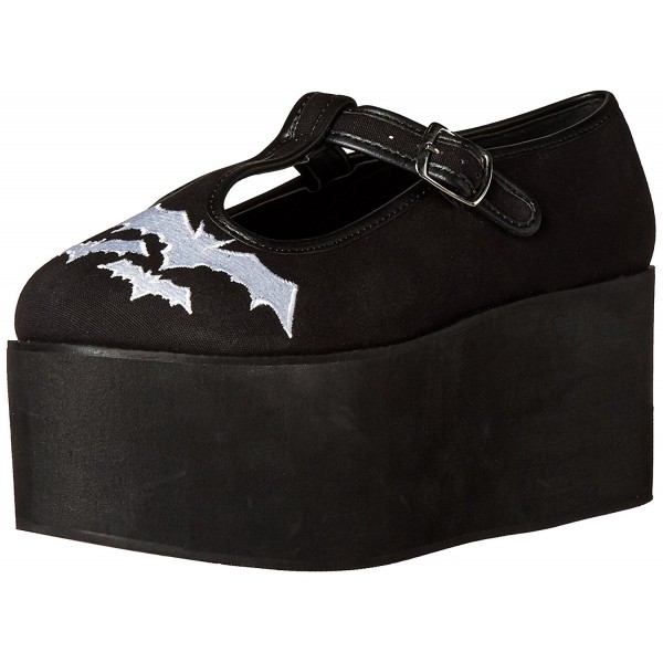 Demonia Womens Platform T Strap Canvas