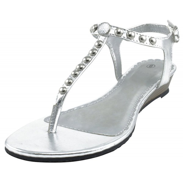 low wedge sandals silver