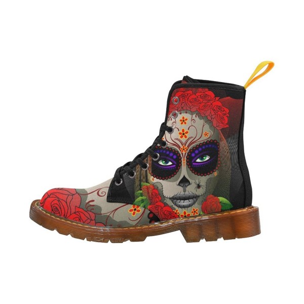 Shoes Sugar Skull Day Of The Dead Lace Up Martin Boots For Women ...