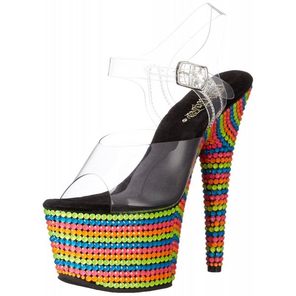 Women's ADO708RBS/C/NMC Platform Dress Sandal - Clear/Neon Multi ...