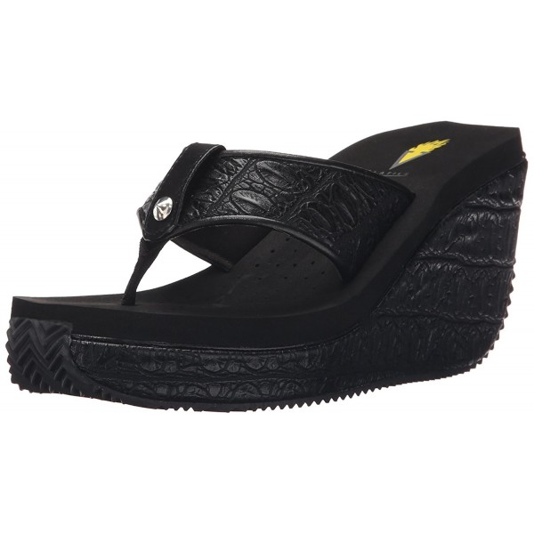 Volatile Womens Wedge Sandal Black