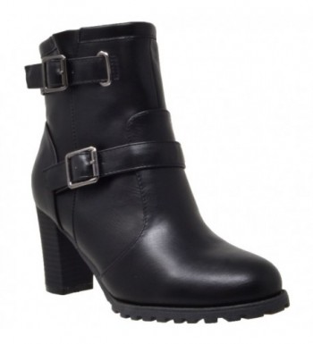 Womens Ankle Black Buckle Booties