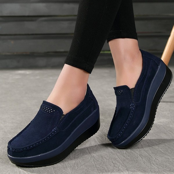 Women Loafers Slip On Platform Sneakers Comfort Suede Driving Moccasins ...