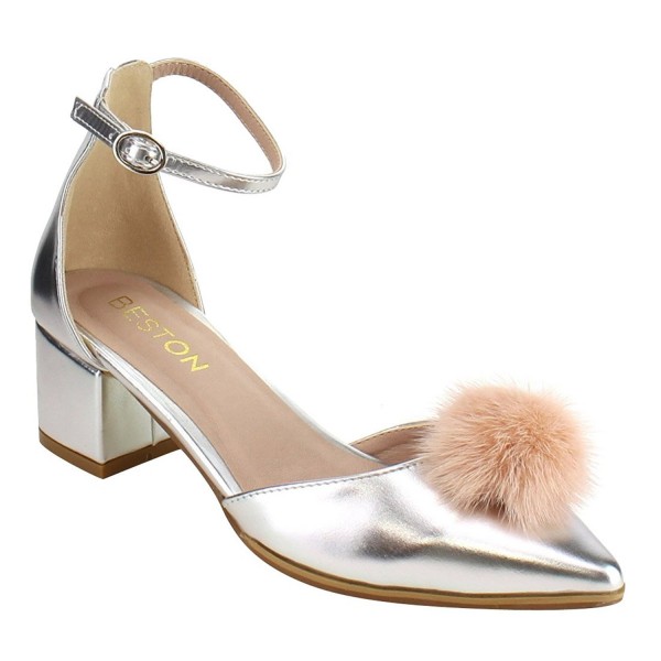 Beston Womens Pointy Heels Silver