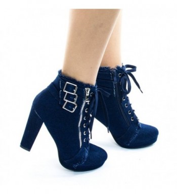 Polly47 Denim Bootie Frayed Chunky