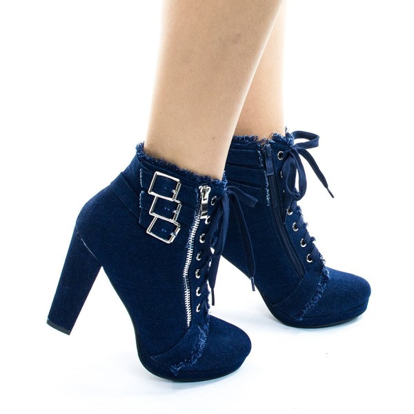 blue denim ankle boots