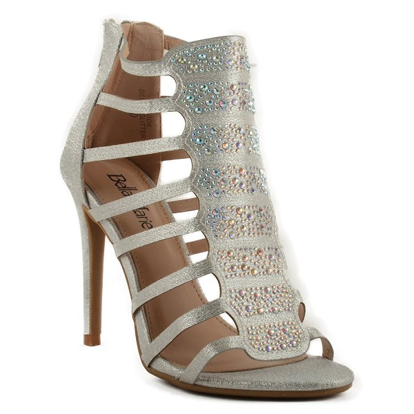 Women's SHOO6 Glitter Iridescent Rhinestone Caged Pump - Silver Glitter ...