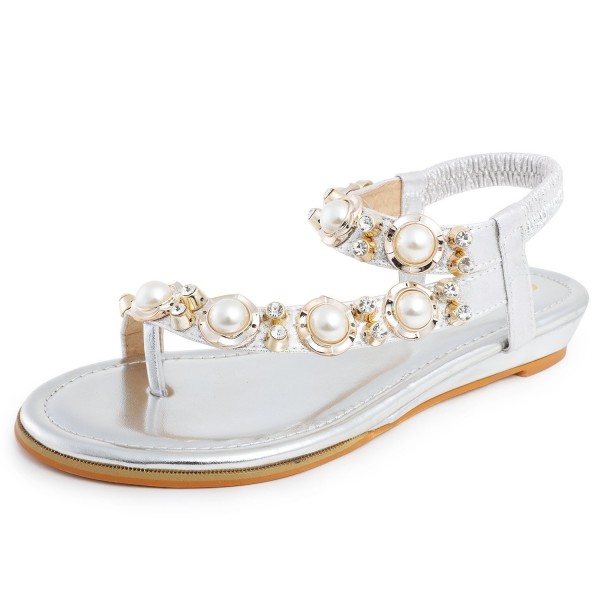 Womens Slingback Flat Sandals Bohemia Beaded Rhinestones Flip Flops ...