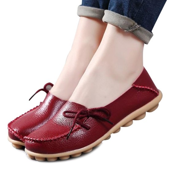 Cut Outs Comfortable Moccasins Breathable WineRed2