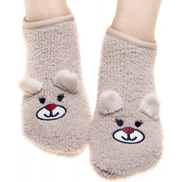 Fuzzy Non Skid Slipper Socks with Grippers Cartoon Footie Slippers for ...