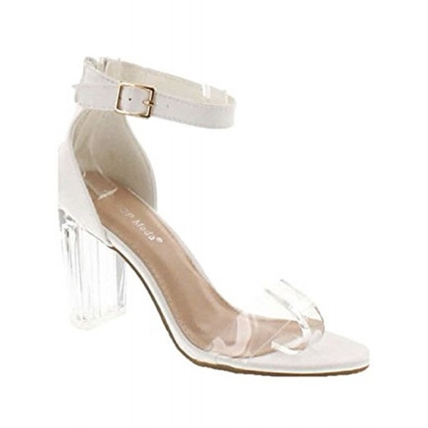 clear strappy chunky heels