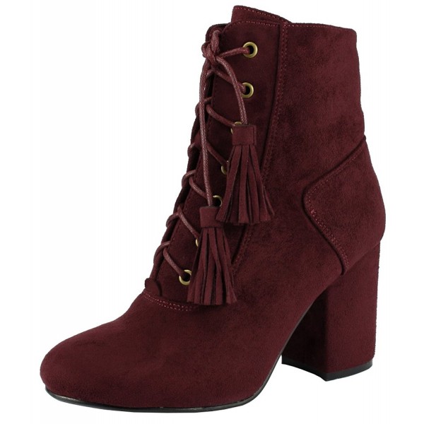 burgundy block heel boots