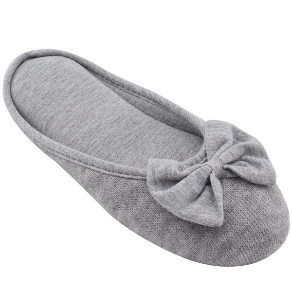 Women S Cozy Cashmere Cotton Closed Toe House Slippers With Cute Bow Accent Gray C412ezdn5vp