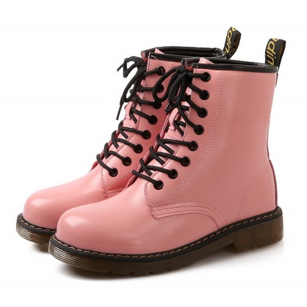 Womens Low Heels Low Top Solid Cow Leather Martin Boots - Pink ...