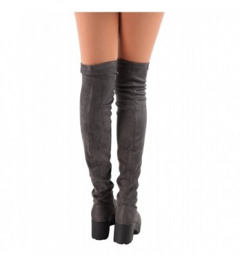 womens over the knee thigh high chunky platform block heel boots