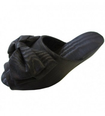 Heeled slippers Moire wooden Black L