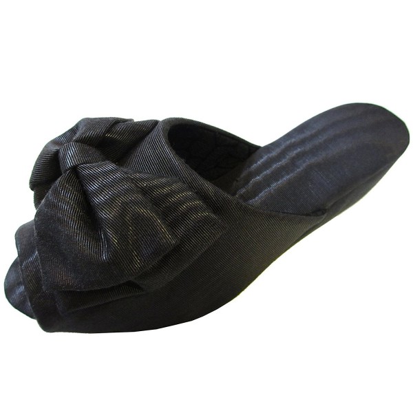 Heeled slippers Moire wooden Black L