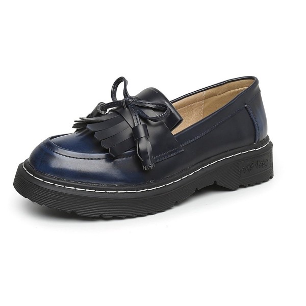 Meeshine Leather Platform Loafers Comfort