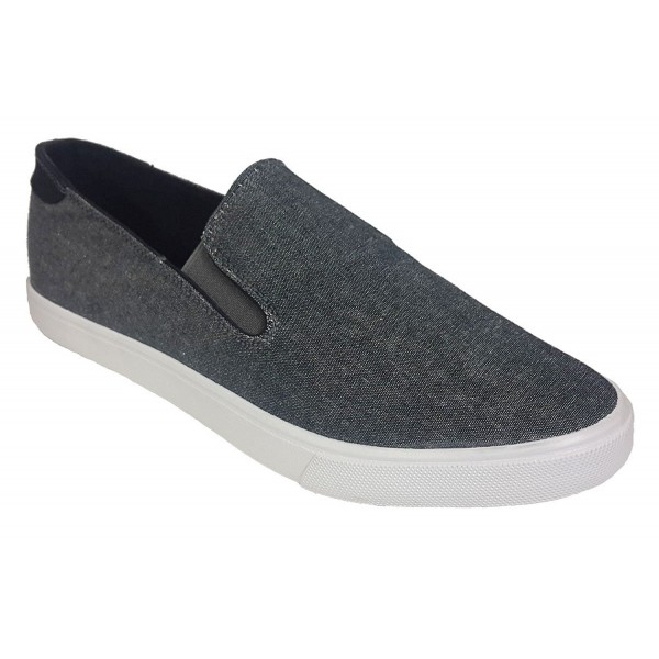 Elegant Men's Casual Canvas Charcoal Black Slip-on Sneakers - Black ...