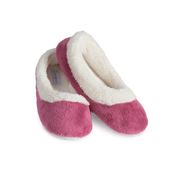 PajamaGram Womens Fleece Slippers Raspberry