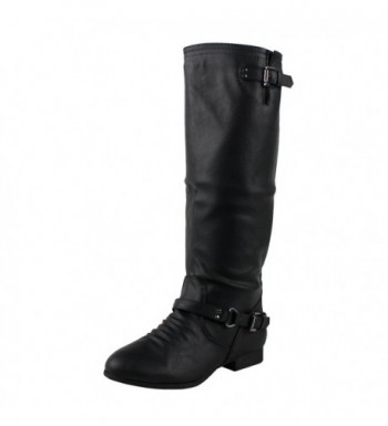 Womens Calf Combat Boots Black