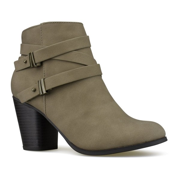Women's Strappy Block Heel Ankle Booties - Taupe Pu - CA180G7399N