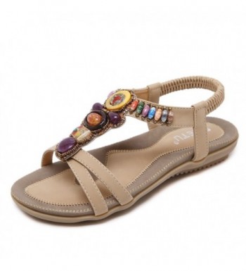 Meeshine T Strap Gladiator Sandals Apricot