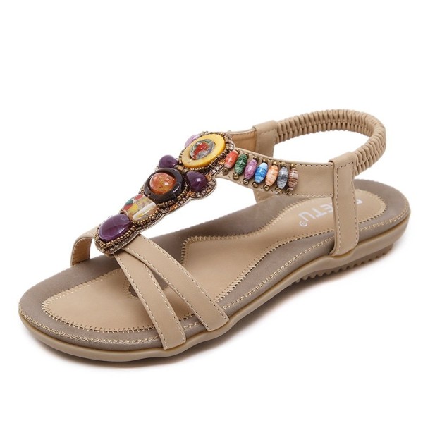 Meeshine T Strap Gladiator Sandals Apricot