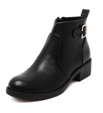 Meeshine Womens Leather Chunky Booties