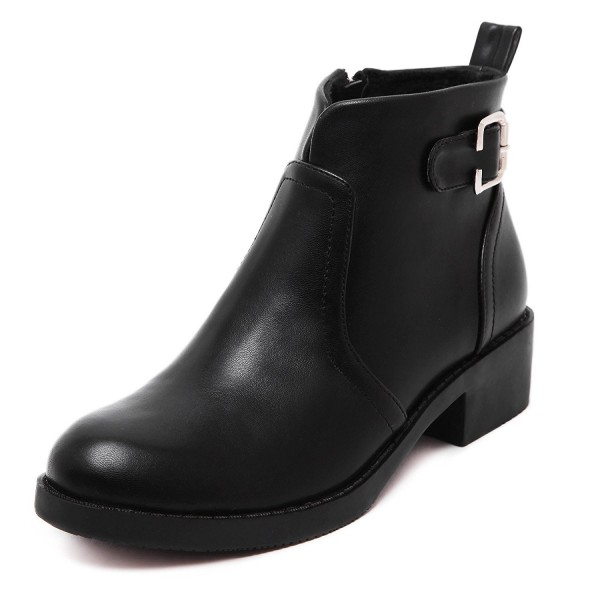 Meeshine Womens Leather Chunky Booties