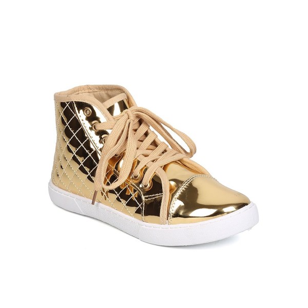 Qupid Metallic Leatherette Quilted Sneaker