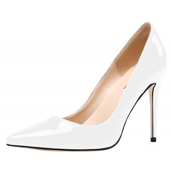 AOOAR Womens Heeled White Patent