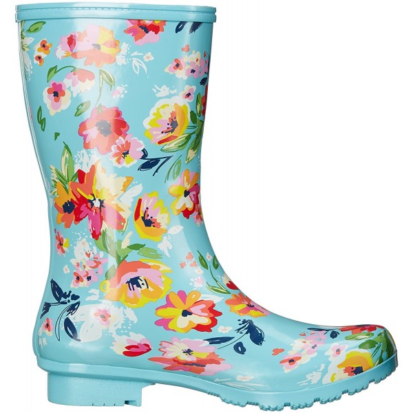 Women's EMMA Mid Rain Boots - Turquoise Floral - C712M3XOSJR