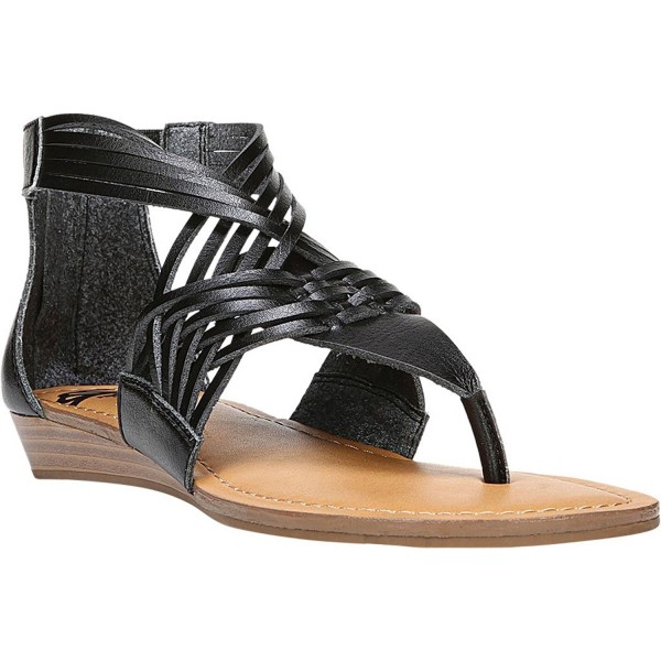 Womens Tizzy Split Toe Casual T-Strap Sandals - Black Dip Dye Pu ...