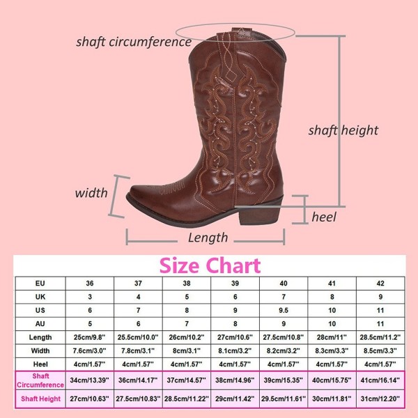 Womens Girls Cowboy Cowgirl Western Boots - Tan - CJ12L8HVXU1
