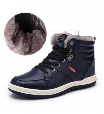 Mens Leather Snow Boots Lace Up Ankle Sneakers High Top Winter Shoes ...