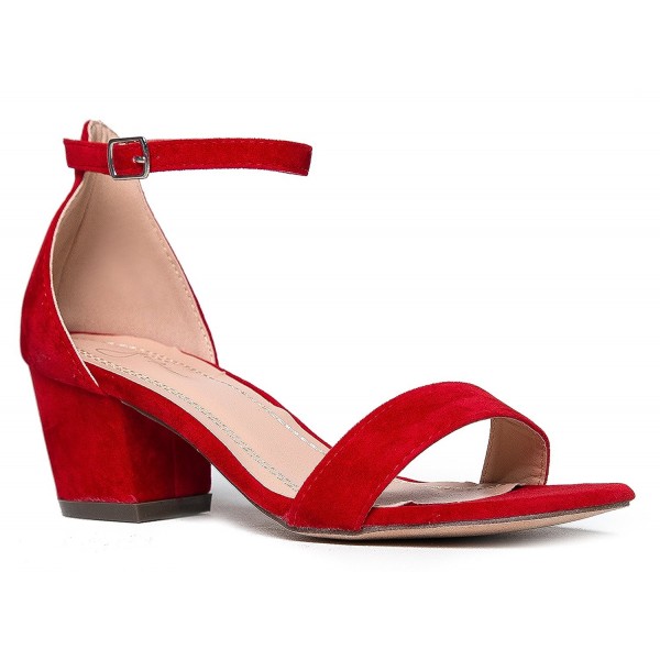 red strappy kitten heels