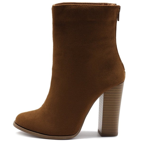 Ollio Womens Suede Stacked Ankle