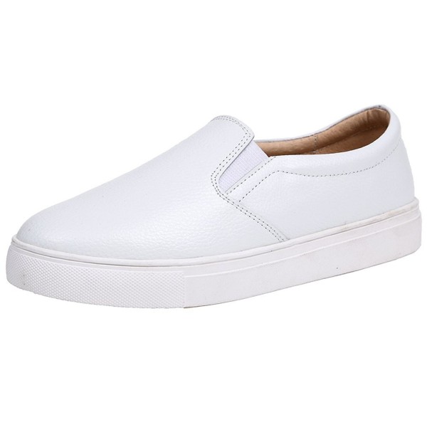 Women's Genuine Leather Fashion Sneakers Comfort Platform Flats Slip-on ...