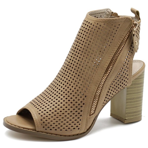 Ollio Womens Cutout Stacked Booties